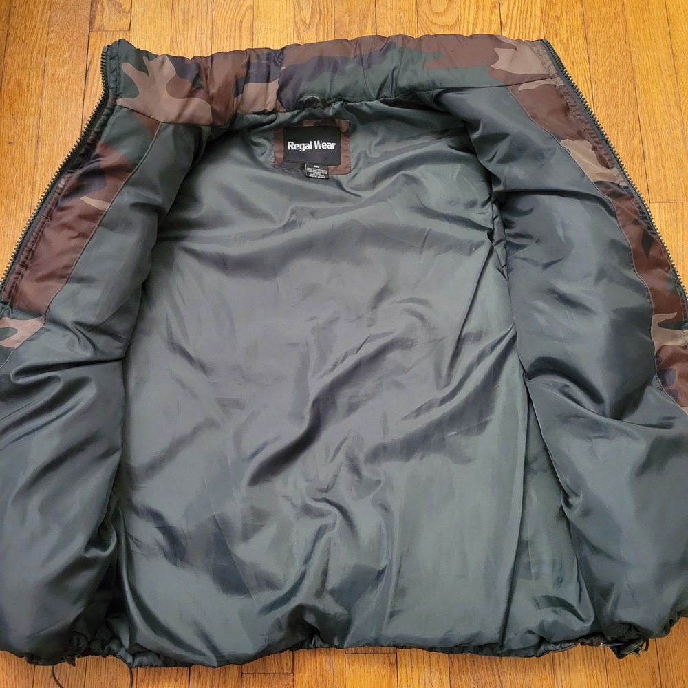 Regal Wear Camo Puffer Vest Woodland Camouflage Zip Up 3XL Gorpcore Layering - Picture 8 of 8
